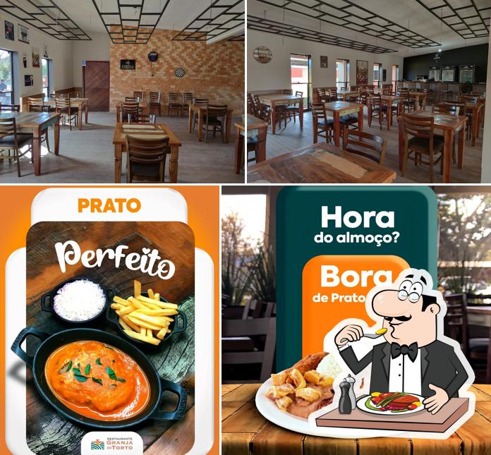 A comida e interior do restaurante