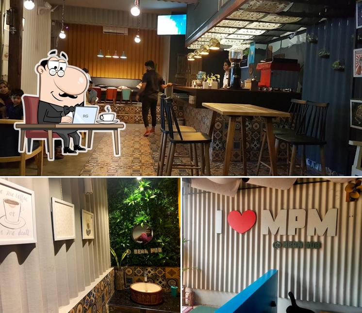 Take a seat at one of the tables at BEAN HUB