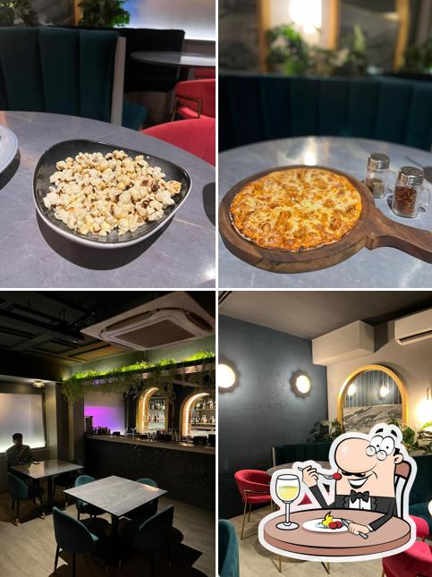 This is the image depicting food and interior at Seshh Cocktail Bar & Kitchen