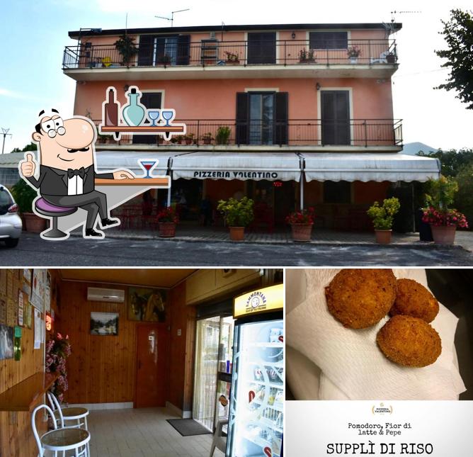 Dai un’occhiata alla immagine che mostra la interni e cibo di Pizzeria Valentino