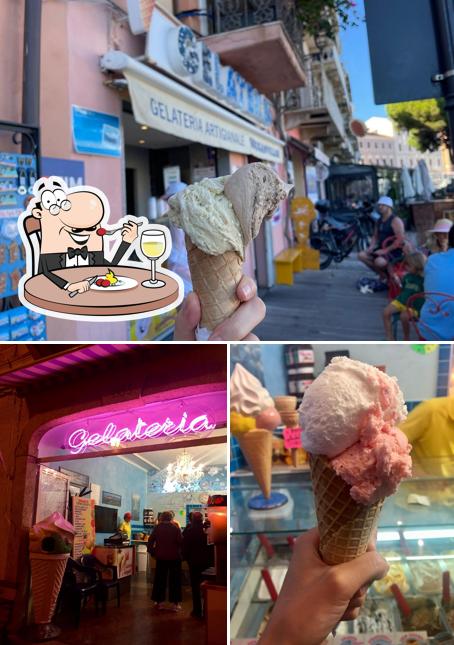 Questa è la foto che presenta la cibo e interni di Gelateria Centogusti