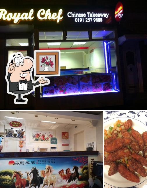 The photo of interior and burger at Royal Chef Chinese Takeaway