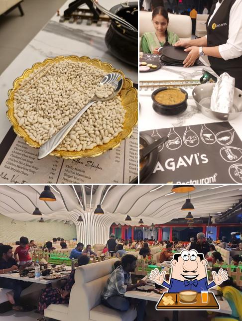 Take a look at the picture displaying food and interior at Jagavis train restaurant