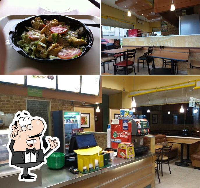 Confira a imagem ilustrando interior e comida no Subway