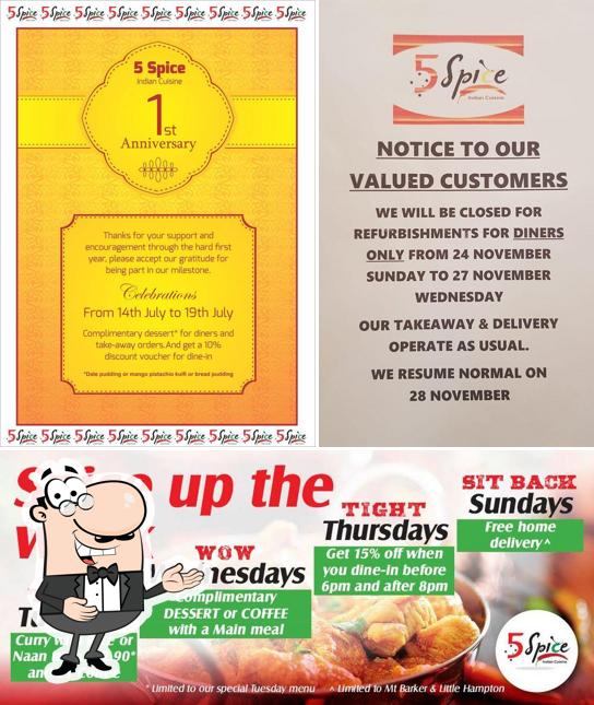 The 5 Spice Indian Cuisine in Mount Barker Restaurant menu and reviews