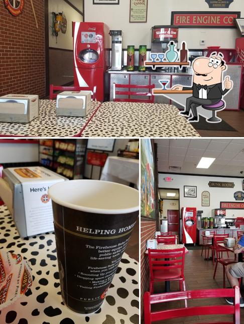 This is the picture showing interior and beverage at Firehouse Subs Gonzales Cabela\'s