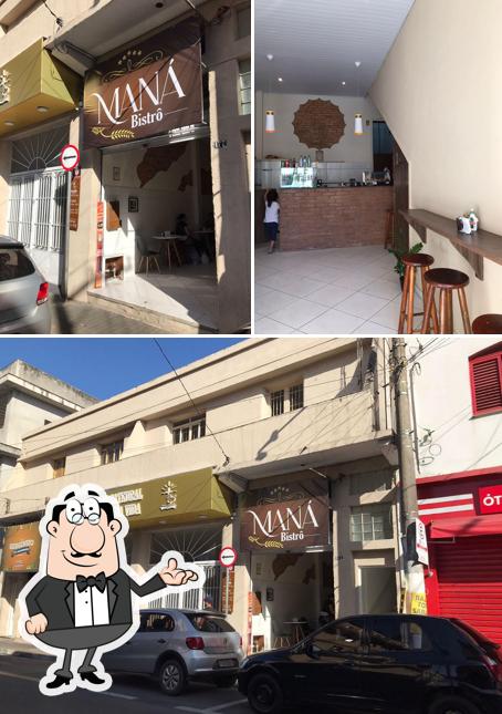 Confira a foto ilustrando interior e exterior no Maná Bistrô