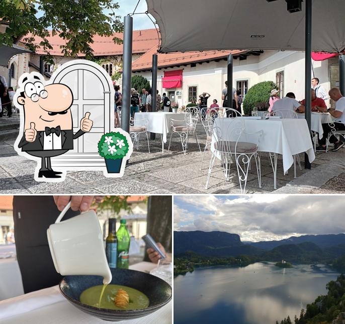 La immagine della esterno e bevanda di Bled Castle Restaurant