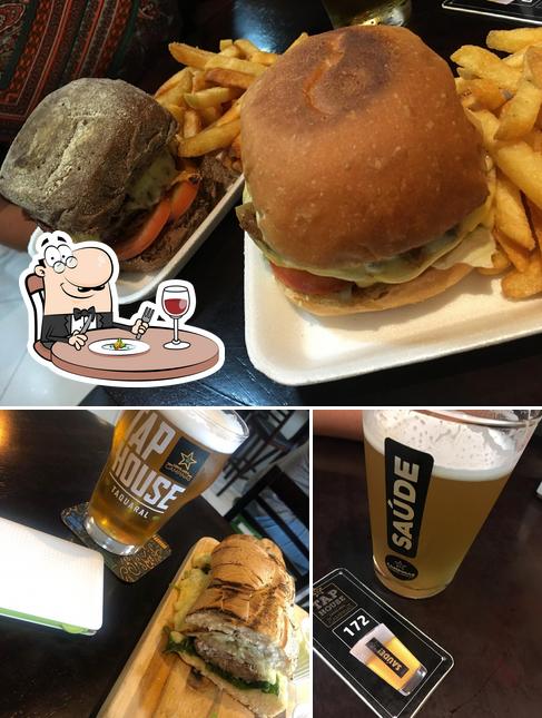 Esta é a imagem apresentando comida e cerveja no Cervejaria Campinas