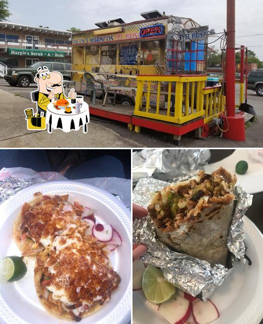 This is the image displaying food and exterior at Tacos Y Mariscos "El PAISA"