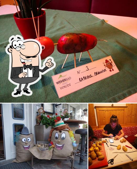 Tra le varie cose da Hotel Gasthof Weiherbad / Albergo Vivaio Niederdorf si possono trovare la interni e tavolo da pranzo