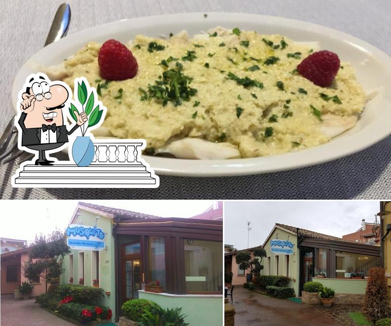 Questa è la immagine che presenta la esterno e cibo di Ristorante Mosquito