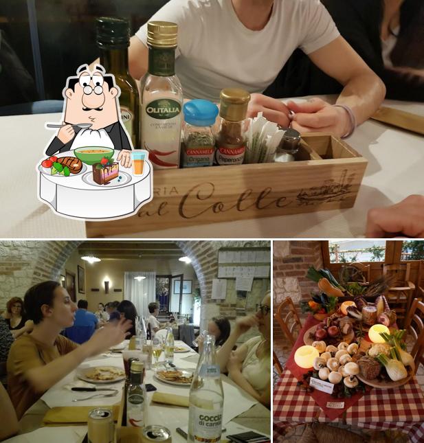 Questa è la foto che presenta la tavolo da pranzo e cibo di Pizzeria Al Colle