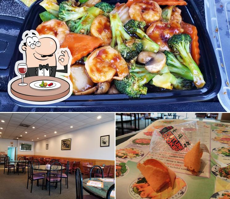 This is the picture showing food and interior at Panda Restaurant