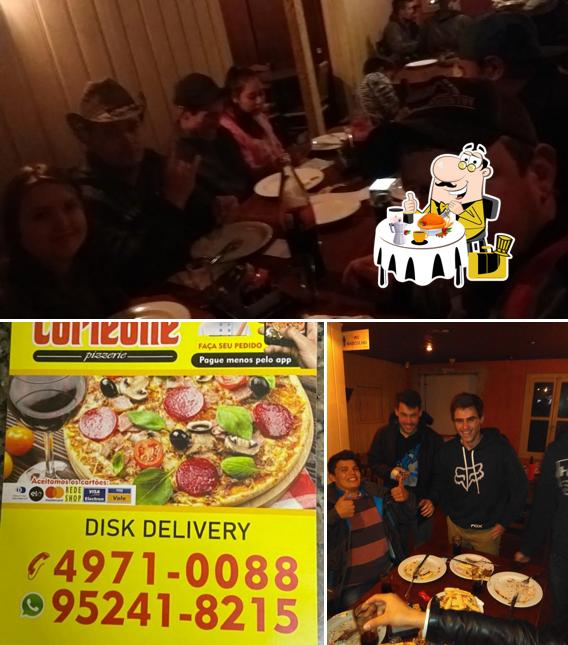 Entre diversos coisas, comida e interior podem ser encontrados no Pizzaria Don Corleone