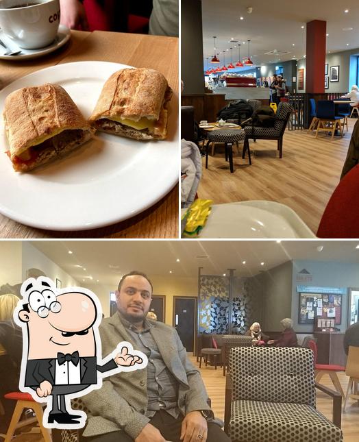 The image of Costa Coffee’s interior and burger