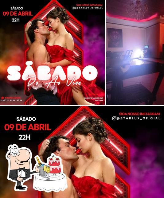 A ilustração da casamento e interior no Starlux club bar balada liberal