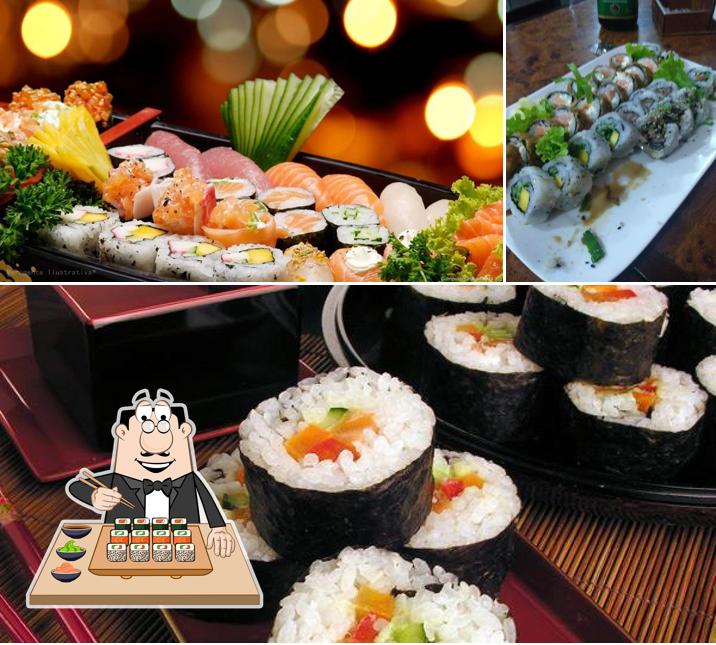 Rolos de sushi são disponibilizados no Restaurante Nissin Carioca