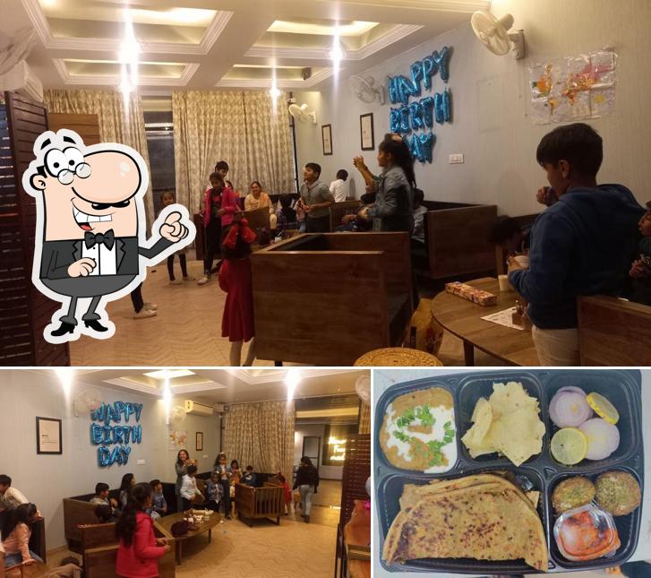 This is the picture depicting interior and food at The Street Cafe Jodhpur