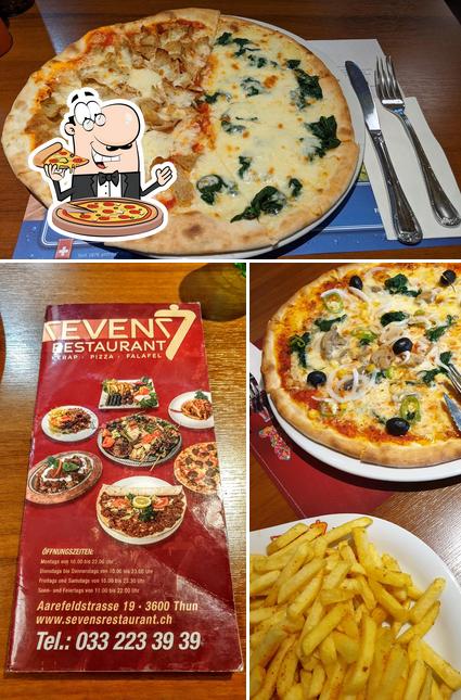 Probiert eine Pizza bei Sevens Restaurant Bar Take Away