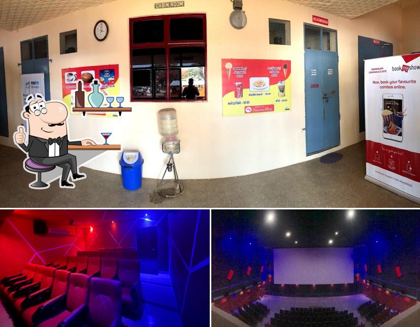 Take a seat at one of the tables at Parimalam Cinemas