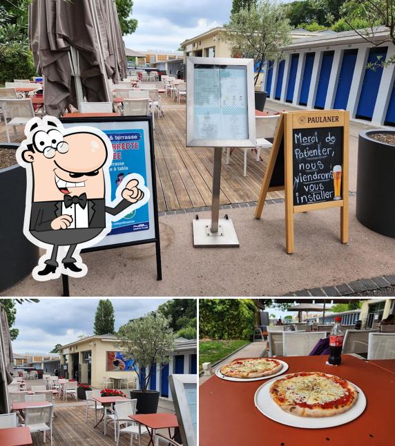 Les Terrasses de la Plage se distingue par sa intérieur et pizza