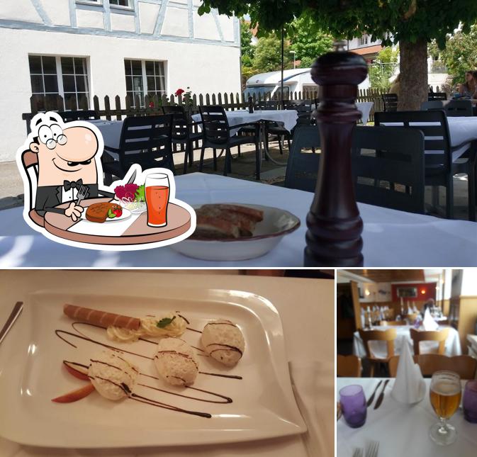Tra le varie cose da Restaurant Frohsinn und Pizzeria si possono trovare la tavolo da pranzo e cibo