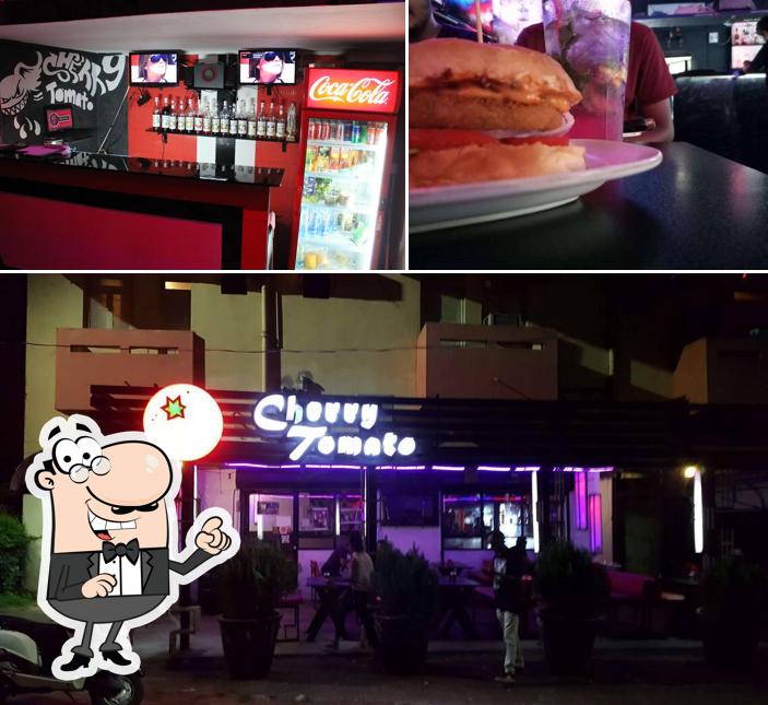 Check out the picture depicting exterior and interior at Cherry Tomato