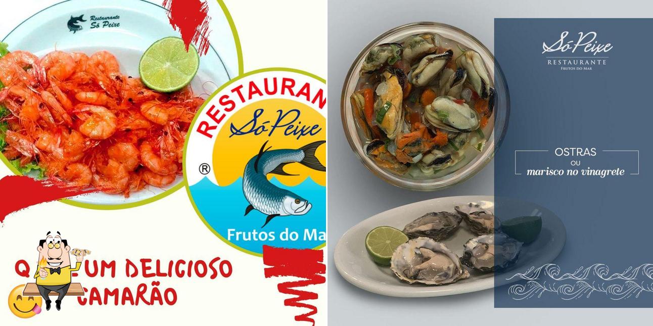 Escolha diversos itens de frutos do mar disponíveis no Restaurante Só Peixe