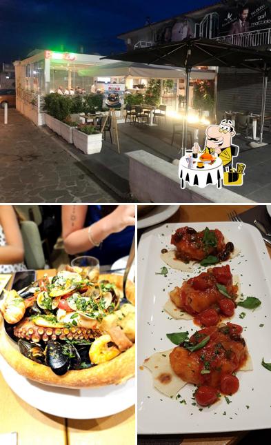 La cibo e esterno del ristorante