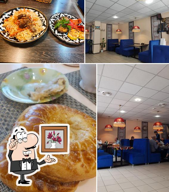 This is the image showing interior and food at Delicious pilaf