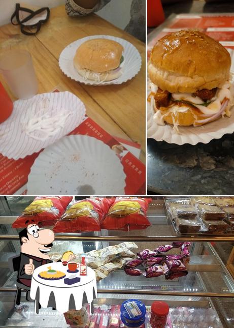 Get a burger at Sakthi's Scoops N Smiles