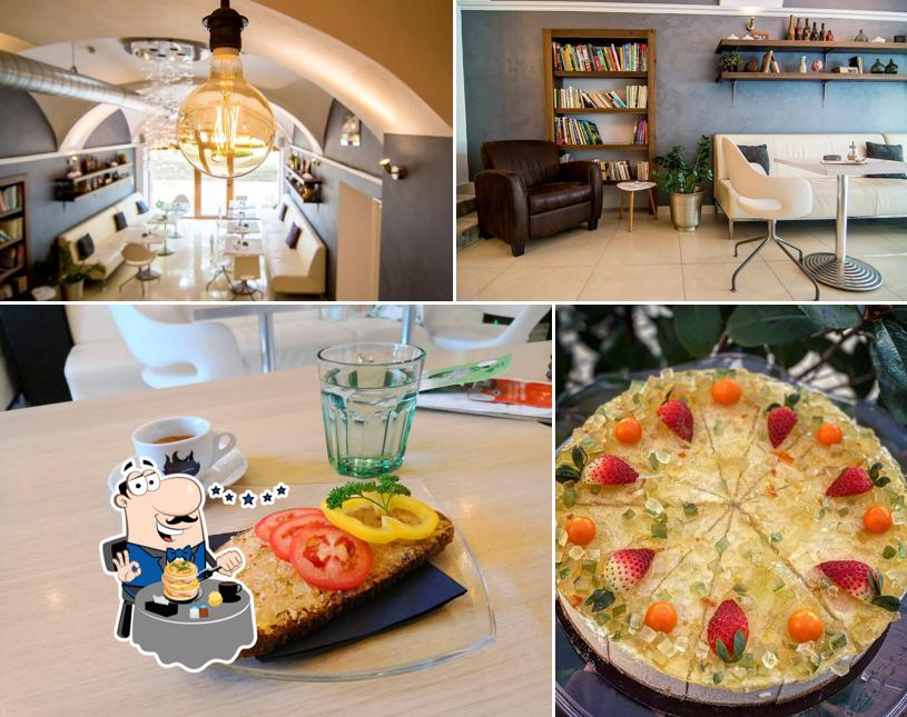 This is the image showing food and interior at Aqua Caffé