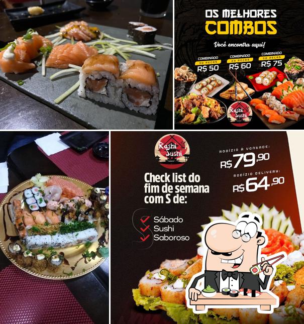 Rolos de sushi são oferecidos por Rashi Sushi