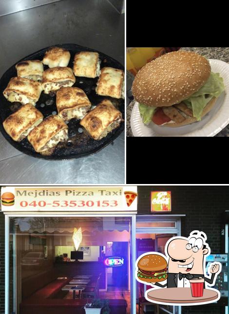 Tómate una hamburguesa en Mejdias Pizza Taxi