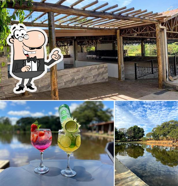 Entre diferentes coisas, exterior e álcool podem ser encontrados no Estancia e Pesqueiro Catavento