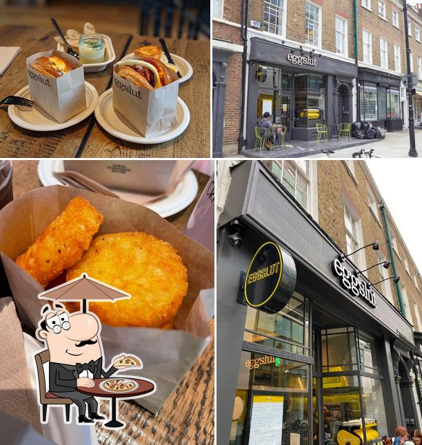 Among various things one can find exterior and food at Eggslut Fitzrovia