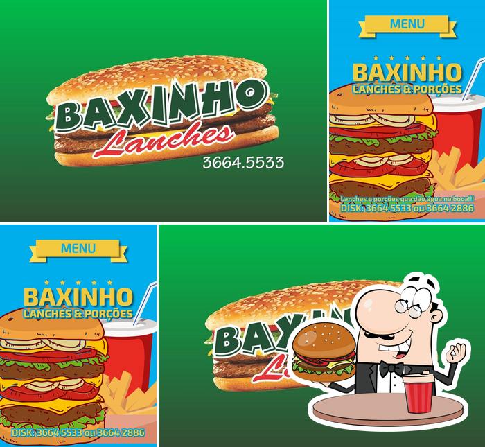 Experimente um hambúrguer no Baxinho Lanches & Porções