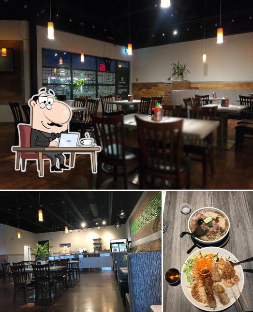 The picture of interior and food at Basil Leaf Asian Fusion Restaurant - Peachland