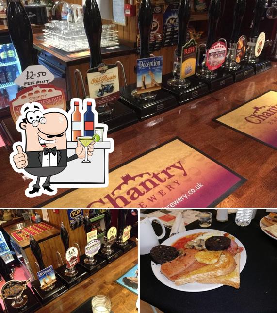 The restaurant's bar counter and food