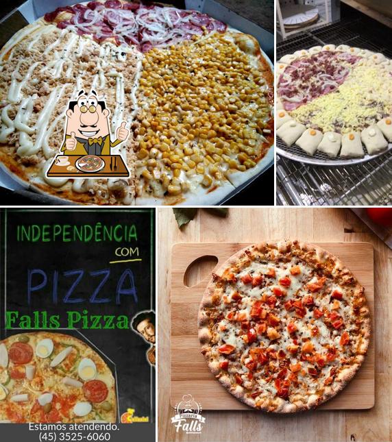 Experimente pizza no Fall's Pizzaria