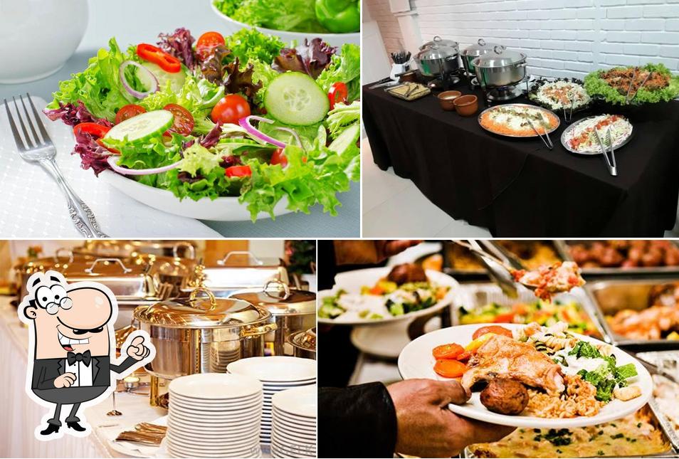 Entre diversos coisas, interior e comida podem ser encontrados no R A Eventos & Buffet