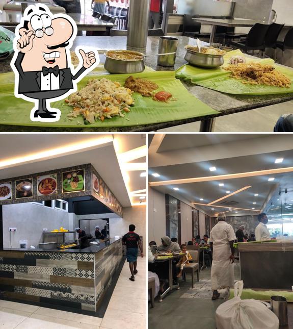 The restaurant's interior and food