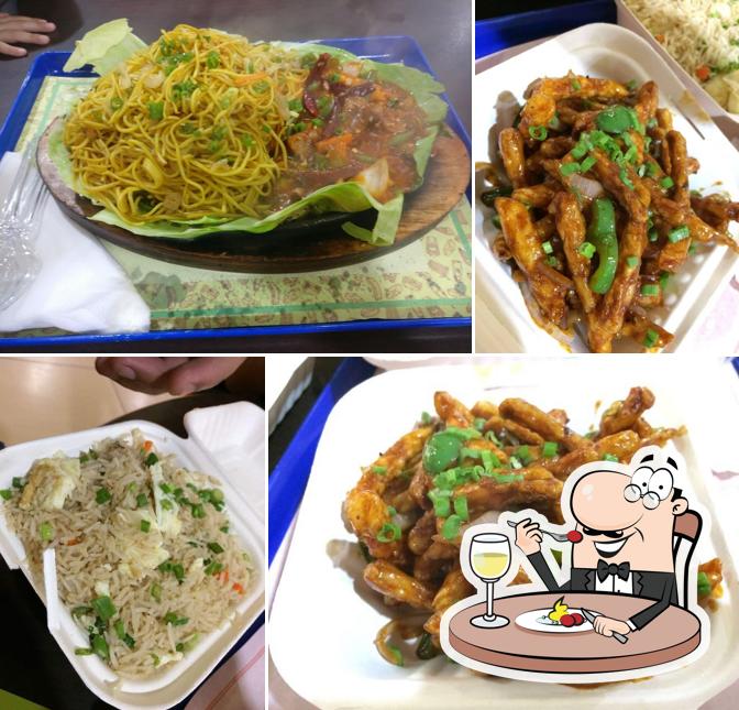 Food at asian bowl
