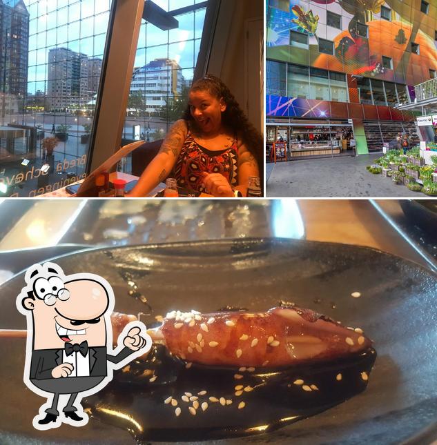 Among different things one can find exterior and seafood at Sumo Markthal