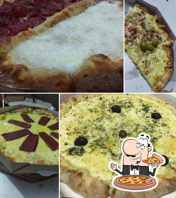 Escolha pizza no Esquina del sabor pizzaria