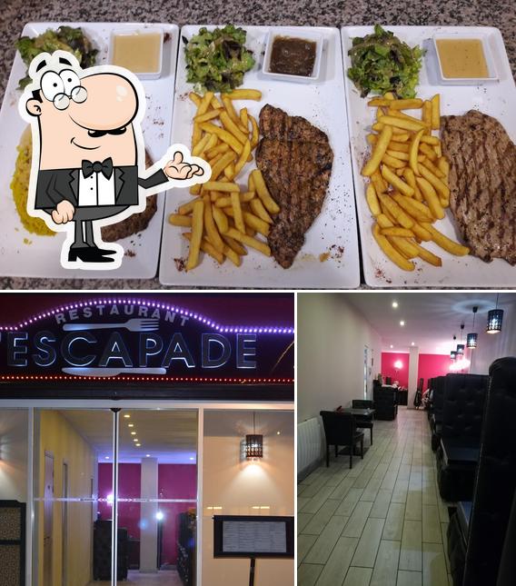 La intérieur et frites du restaurant