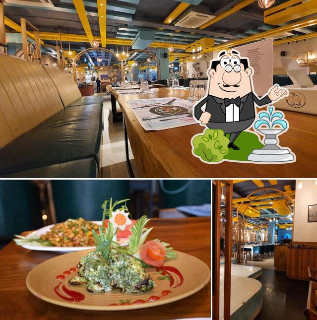 The restaurant's exterior and dining table