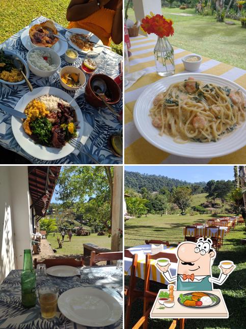 Dê uma olhada a foto ilustrando comida e interior no FAZENDA da LAPA