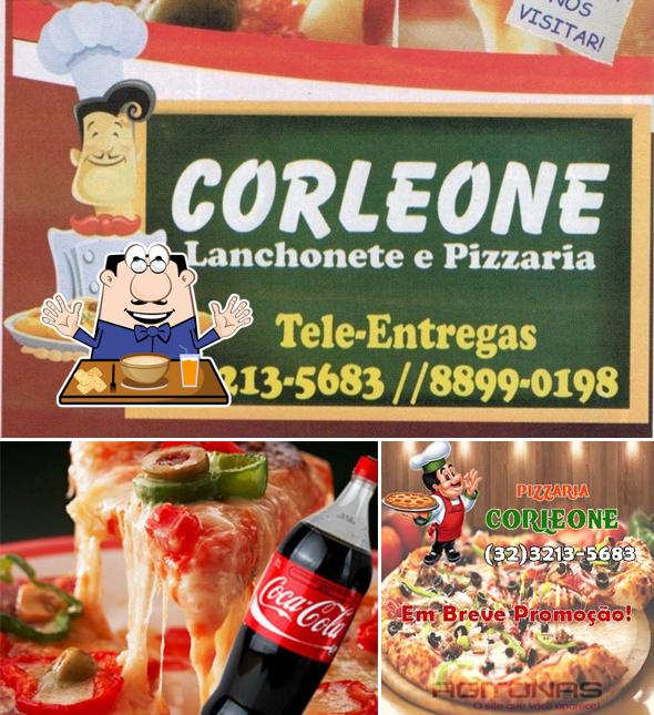 Esta é a imagem apresentando comida e bebida no Pizzaria Corleone